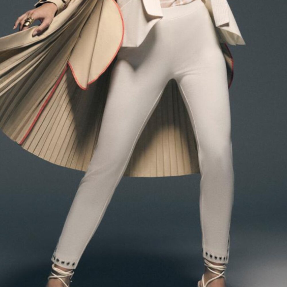 Jhoan Sebastian Grey Work Ponte Pant with Grommet Detail in Size XS